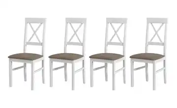 Esszimmerstuhl 4er-Set Weiß, Hellbraun