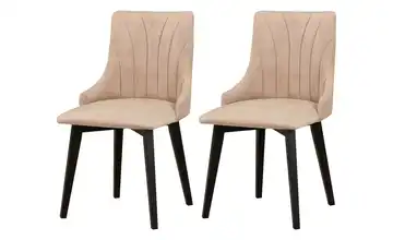 Esszimmerstuhl 2er-Set Schwarz, Beige