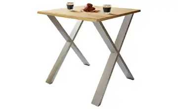 Esstisch Xona 80x80 Eiche Bianco (Nachbildung), silberfarben