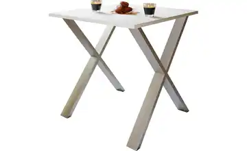 Esstisch Xona 80x80 Weiß, silberfarben
