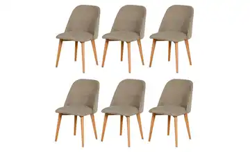 Esszimmerstuhl 6er-Set Luan holzfarben, Taupe