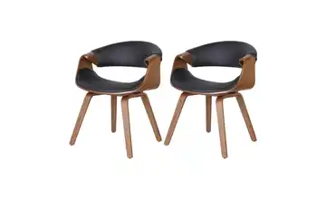 Esszimmerstuhl 2er-Set Kunstleder Eiche, Schwarz