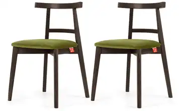 KONSIMO Holzstuhl 2er-Set Olivgrün, Nussbaum