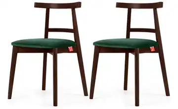 KONSIMO Holzstuhl 2er-Set Dunkelgrün, Mahagoni