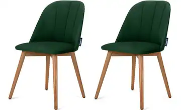 KONSIMO Polsterstuhl 2er-Set Dunkelgrün, Eiche