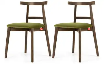 KONSIMO Holzstuhl 2er-Set Olivgrün, Hellbraun