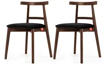 KONSIMO Holzstuhl 2er-Set Schwarz, Walnuss