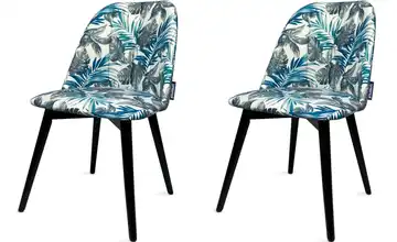 KONSIMO Polsterstuhl 2er-Set Beige, Blau, Schwarz