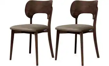 KONSIMO Holzstuhl 2er-Set Beige, Walnuss