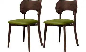 KONSIMO Holzstuhl 2er-Set Olivgrün, Walnuss