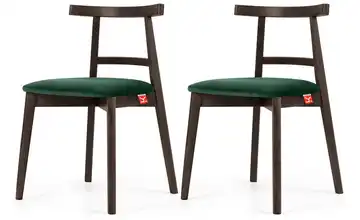 KONSIMO Holzstuhl 2er-Set Dunkelgrün, Nussbaum