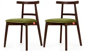 KONSIMO Holzstuhl 2er-Set Olivgrün, Mahagoni