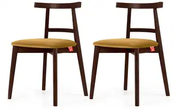 KONSIMO Holzstuhl 2er-Set Gelb, Mahagoni