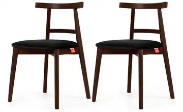 KONSIMO Holzstuhl 2er-Set Schwarz, Mahagoni