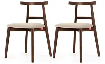 KONSIMO Holzstuhl 2er-Set Creme, Walnuss