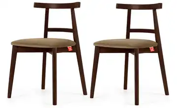 KONSIMO Holzstuhl 2er-Set Beige, Mahagoni