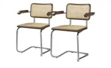 Schwingstuhl 2-er Set Aberdeen Nussbaum (Nachbildung) mit Armlehnen