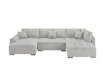 Wohnlandschaft Lemmon Mikrofaser Silbergrau links