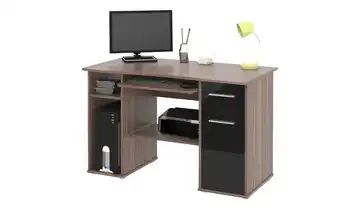 Schreibtisch Walnuss (Nachbildung) / schwarz hochglanz