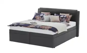 Polsterbett York 160 cm Webstoff Graphit, Schwarz