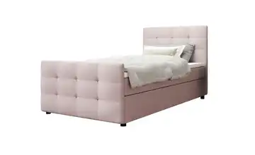 Boxbett mit Stauraum, Matratze H3 und Topper Kleo Rosa 120x200 cm