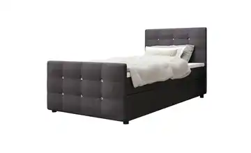 Boxbett mit Stauraum, Matratze H3 und Topper Kleo Grau 100x200 cm