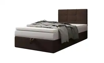Boxbett mit Stauraum, Matratze H3 und Topper Duo 2 120x200 cm Dunkelbraun