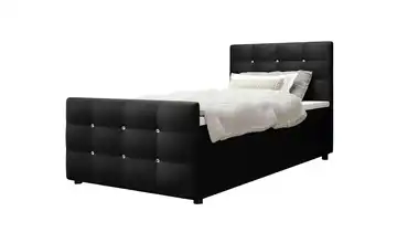 Boxbett mit Stauraum, Matratze H3 und Topper Kleo 120x200 cm Schwarz