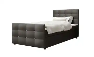 Boxbett mit Stauraum, Matratze H3 und Topper Kleo 120x200 cm Grau
