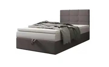 Boxbett mit Stauraum, Matratze H3 und Topper Duo 2 90x200 cm Hellgrau