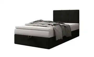 Boxbett mit Stauraum, Matratze H3 und Topper Duo 2 100x200 cm Schwarz