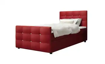 Boxbett mit Stauraum, Matratze H3 und Topper Kleo 120x200 cm Rot