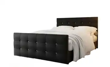 Boxbett Lederoptik, mit Stauraum Kleo 180x200 cm Schwarz