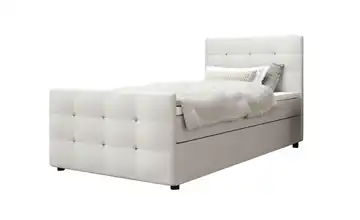 Boxbett mit Stauraum, Matratze H3 und Topper Kleo 120x200 cm Weiß