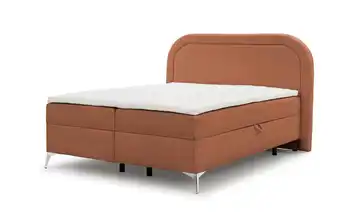 S-STYLE Boxbett mit Bettkasten, Bouclé-Stoff Sonna Terracotta verchromt 160x200 cm