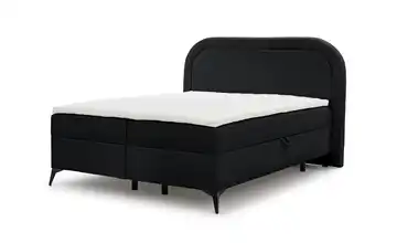 S-STYLE Boxbett mit Bettkasten, Bouclé-Stoff Sonna Schwarz Schwarz 180x200 cm