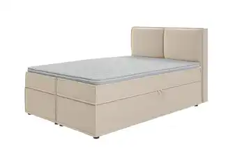 S-STYLE Boxbett mit Stauraum und Topper, H3 Uma Beige 140x200 cm