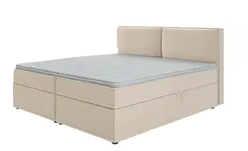 S-STYLE Boxbett mit Stauraum und Topper, H3 Uma Beige 200x200 cm