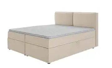 S-STYLE Boxbett mit Stauraum und Topper, H3 Uma Beige 180x200 cm