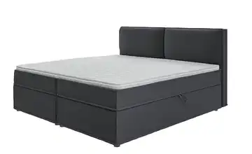 S-STYLE Boxbett mit Stauraum und Topper, H3 Uma Graphit 200x200 cm