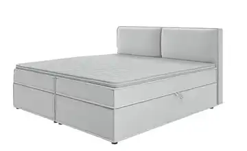 S-STYLE Boxbett mit Stauraum und Topper, H3 Uma silberfarben 200x200 cm