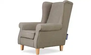 KONSIMO Ohrensessel Miles Ecru, Weiß Buche Webstoff