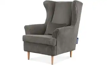 KONSIMO Ohrensessel Stralis Cordstoff Silbergrau