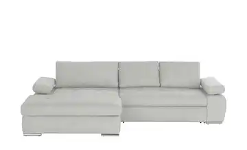 Ecksofa Ibby Flachgewebe fein links Silbergrau
