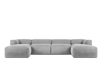 KONSIMO Wohnlandschaft Buffo Hellgrau Cordstoff