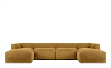 KONSIMO Wohnlandschaft Buffo Gelb Cordstoff