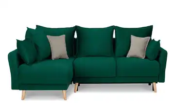 KONSIMO Ecksofa Belmos Dunkelgrün links Velours