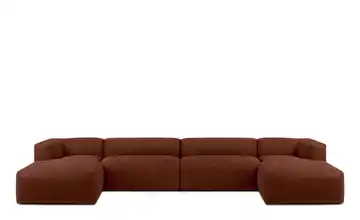 KONSIMO Wohnlandschaft Buffo Orange Webstoff