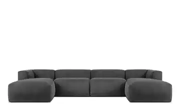 KONSIMO Wohnlandschaft Buffo Grau Cordstoff