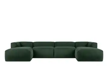 KONSIMO Wohnlandschaft Buffo Dunkelgrün Cordstoff